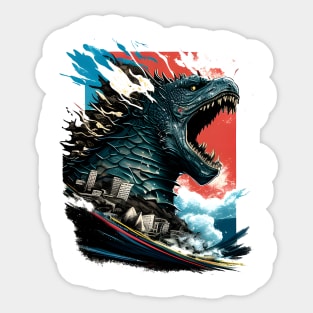 King Kaiju on Sunset - Godzilla Sticker